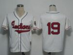 Mitchell And Ness 1948 Cleveland Indians #19 Bob Feller Cream Stitched Throwback Jersey