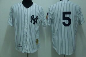 Mitchell and Ness New York Yankees #5 Joe DiMaggio Stitched White Throwback Jersey