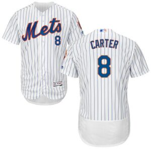 New York Mets #8 Gary Carter WhiteBlue Strip Flexbase Collection Stitched Jersey