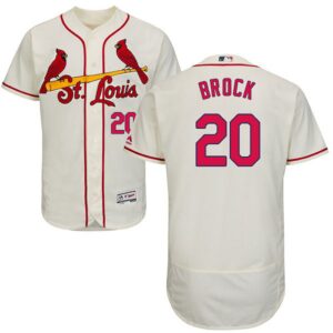 St. Louis Cardinals #20 Lou Brock Cream Flexbase Collection Stitched Jersey