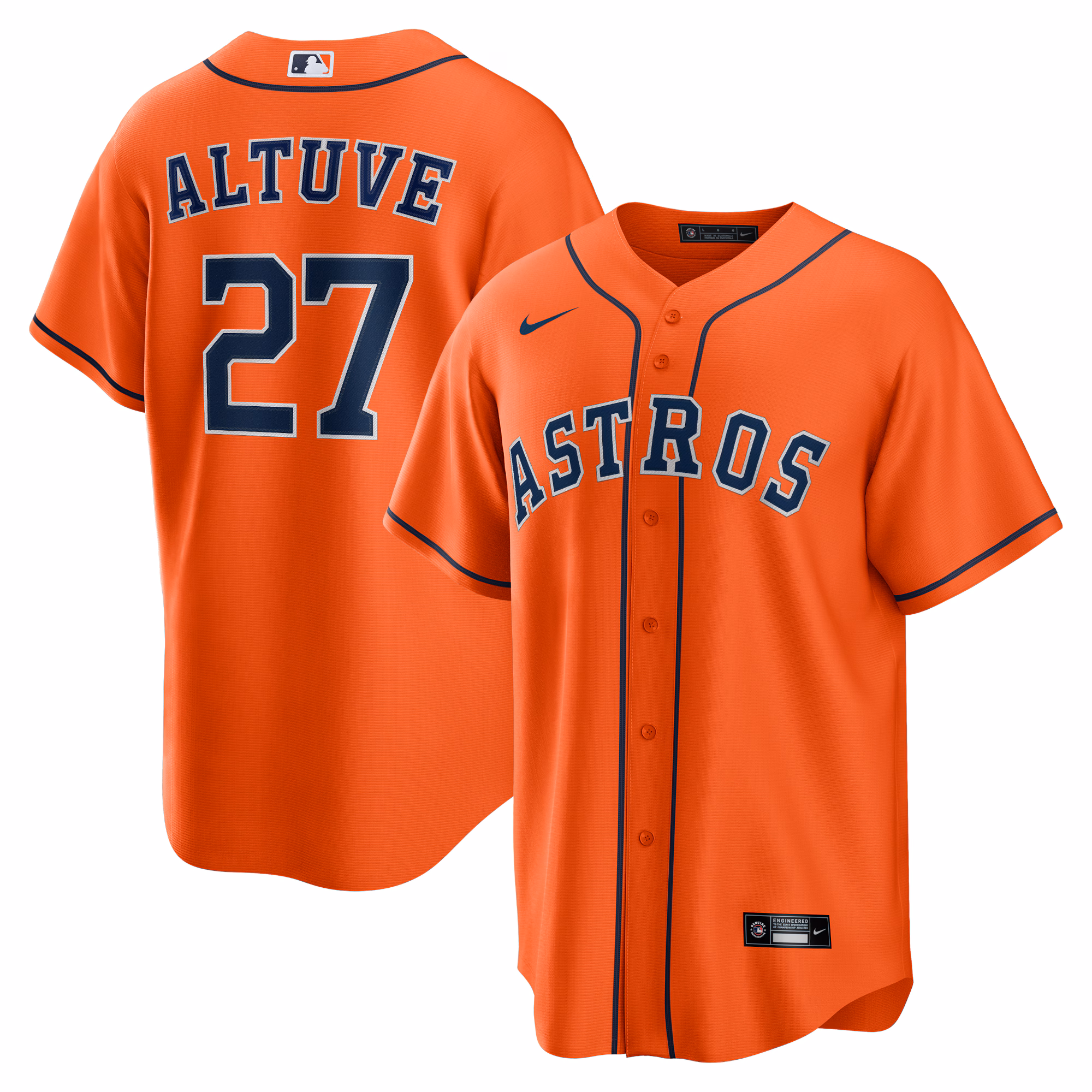 Houston Astros Jose Altuve #27 Orange Alternate Replica Player Name Jersey