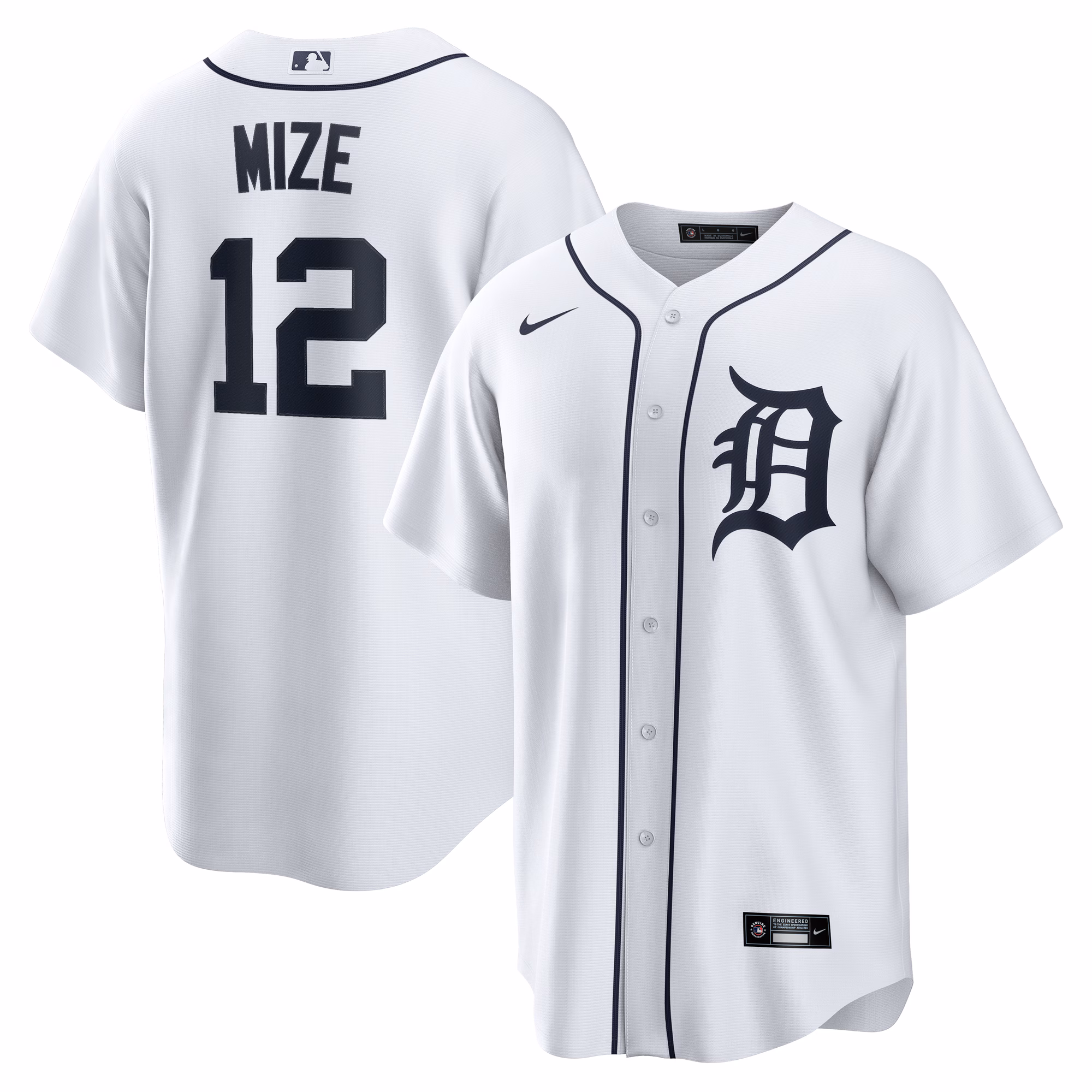 Casey Mize #12 Detroit Tigers Home Replica Jersey - White