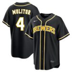 Paul Molitor #4 Milwaukee Brewers Fashion Replica Out Jersey - Black