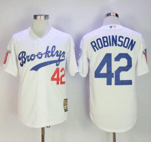 Mitchell And Ness Los Angeles Dodgers #42 Jackie Robinson Stitched White Throwback Jersey