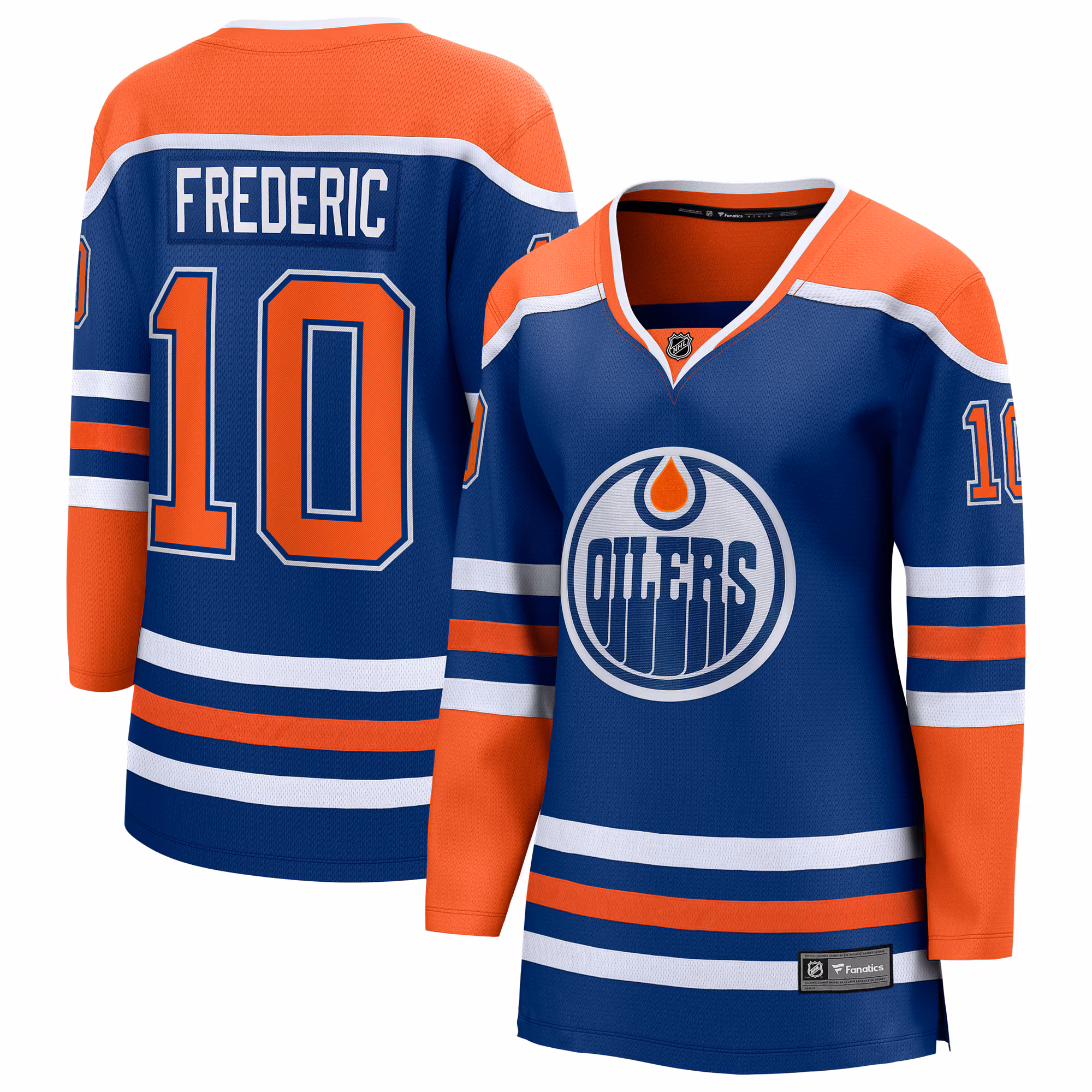 Women's Edmonton Oilers Trent Frederic #10 Fanatics Royal Home Breakaway Jersey