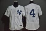 Men's New York Yankees #4 Lou Gehrig White Home No Name Stitched Flex Base  Jersey
