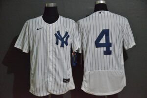 Men's New York Yankees #4 Lou Gehrig White Home No Name Stitched Flex Base  Jersey