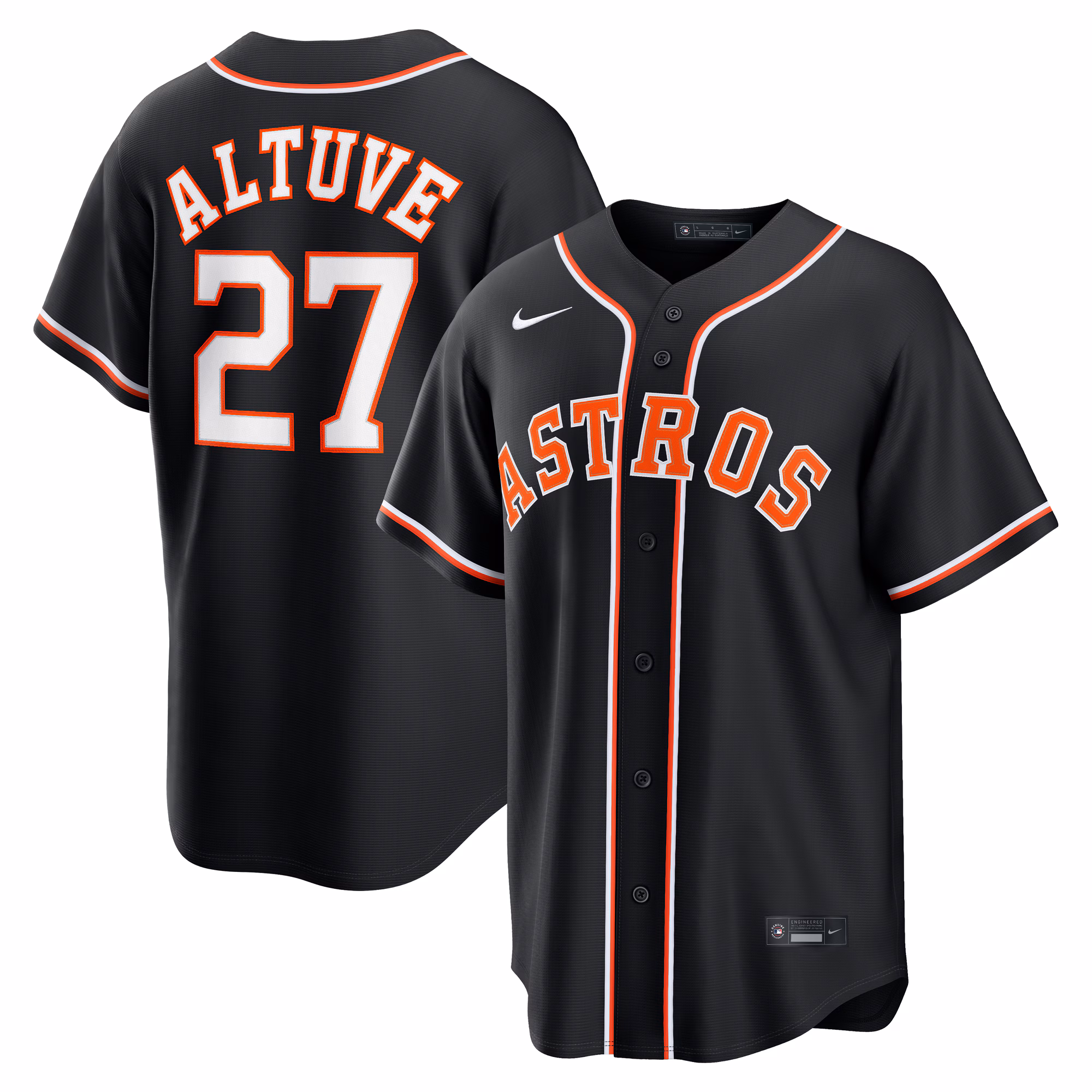 Houston Astros Jose Altuve #27 Fashion Replica Black Out Jersey