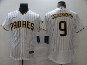 Men's San Diego Padres #9 Cronenworth White Stripe Elite  Jersey