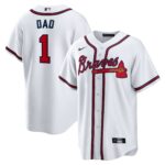 Atlanta Braves  White #1 Dad Home Replica Jersey