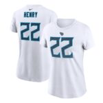 Women's Derrick Henry White Tennessee Titans Player Name & Number T-Shirt