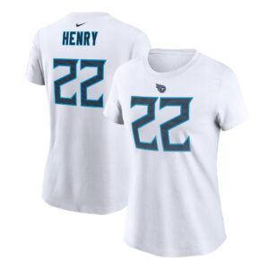 Women's Derrick Henry White Tennessee Titans Player Name & Number T-Shirt