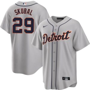 Men's  Detroit Tigers #29 Tarik Skubal Gray Road Limited Jersey