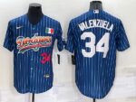 Men's  Los Angeles Dodgers #34 Fernando Valenzuela Blue Rainbow Throwback Cool Base Jersey