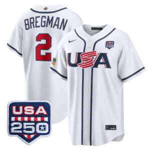 Alex Bregman #2 USA Baseball 250th Patch 2026 World Baseball Classic Home Stadium Jersey - White