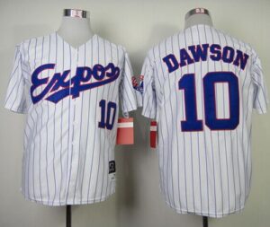 Mitchell And Ness 1982 Montreal Expos #10 Andre Dawson White Blue Strip Throwback Stitched Jersey