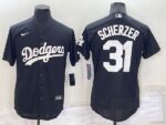 Men's  Los Angeles Dodgers #31 Max Scherzer Black Stitched Flex Base Jersey