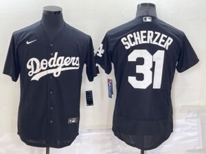 Men's  Los Angeles Dodgers #31 Max Scherzer Black Stitched Flex Base Jersey