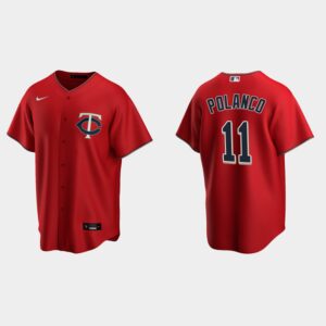Men's Minnesota Twins #11 Jorge Polanco Alternate Cool Base Jersey - Red