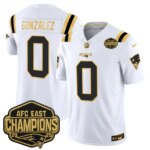 Christian Gonzalez #0 New England Patriots 2026 AFC East Champions Gold Vapor Limited Jersey - All Stitched