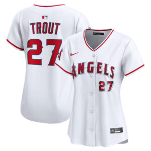 Women's Los Angeles Angels Mike Trout #27 White Home Limited Player Jersey