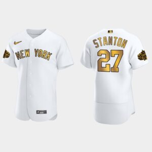 Men's New York Yankees #27 Giancarlo Stanton 2022 All-Star Game Flex Base Jersey - White