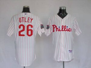 Philadelphia Phillies #26 Chase Utley Stitched White Red Strip Jersey