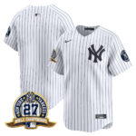 Team New York Yankees 27 Time Champions Patch Vapor Premier Limited Jersey - White