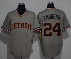 Detroit Tigers #24 Miguel Cabrera Grey Cooperstown Throwback Stitched Jersey