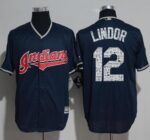 Cleveland Indians #12 Francisco Lindor Navy Blue 2017 Spring Training Cool Base Stitched Jersey