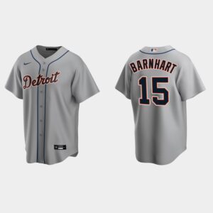 Men's Detroit Tigers #15 Tucker Barnhart Gray Road Jersey