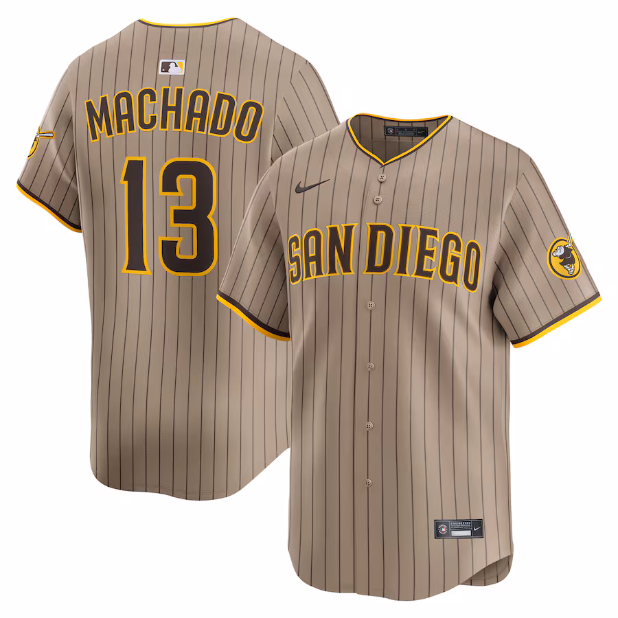 Men's San Diego Padres #13 Manny Machado Khaki Alternate Limited Player Jersey