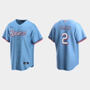 Men's Texas Rangers #2 Marcus Semien Light Blue Alternate Jersey