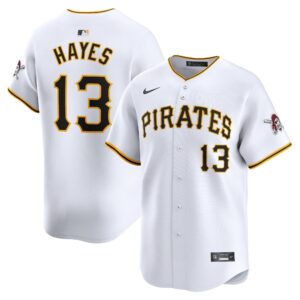 Men's Pittsburgh Pirates #13 N Hayes  White Home Limited Player Jersey