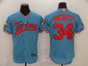 Men's Minnesota Twins #34 Kirby Puckett Light Blue Stitched Flex Base  Jersey