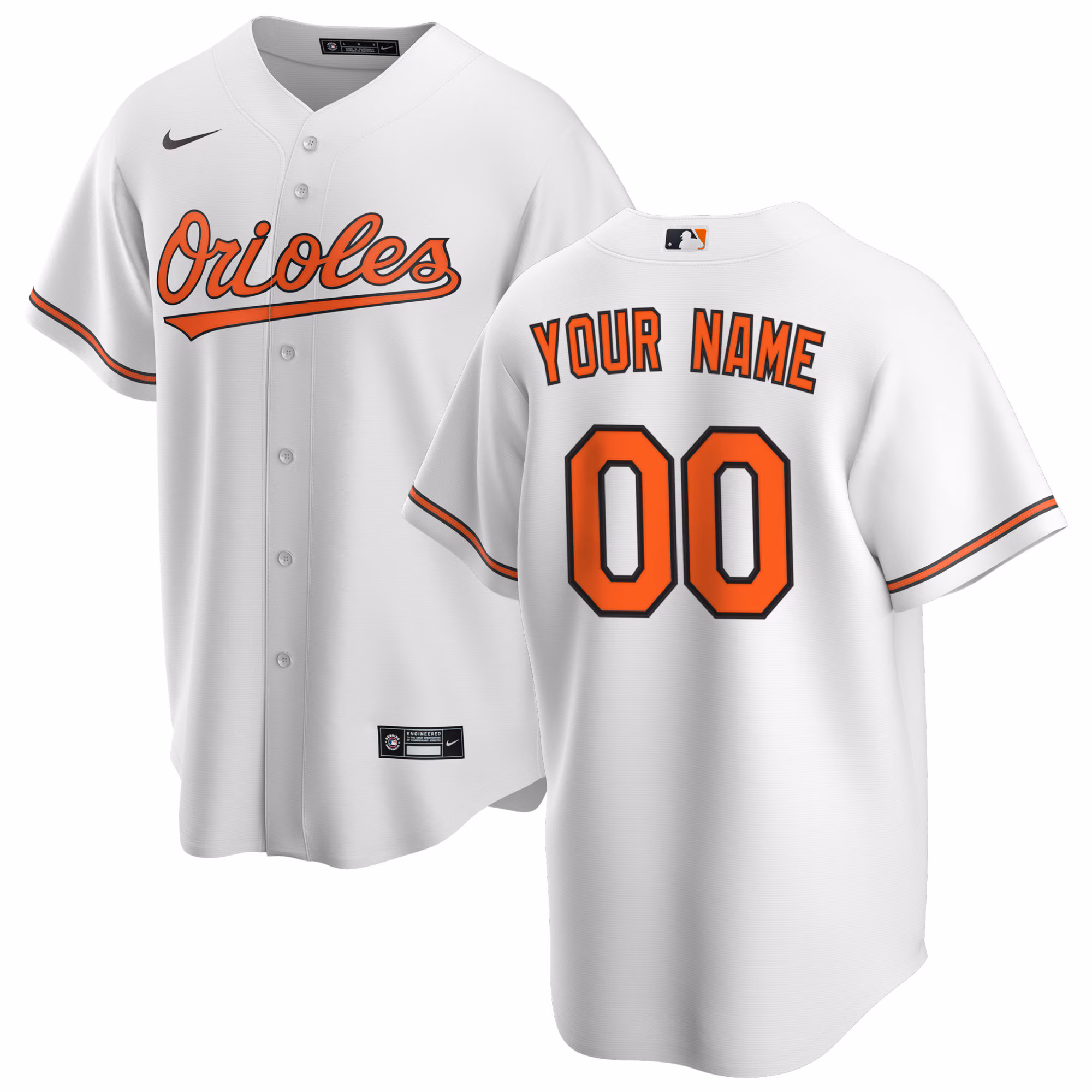 Baltimore Orioles White Home Replica Custom #00 Jersey