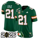 Jordan Lyle #21 Miami Hurricanes MIA 2026 CFP Final & Florida Patch Vapor Limited Jersey - All Stitched