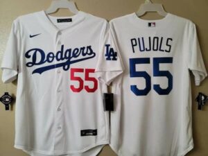 Men's  Los Angeles Dodgers #55 Albert Pujols White Cool Base Alternate Jersey