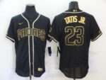 Men's San Diego Padres #23 Fernando Tatis Jr. Black With Gold Stitched Flex Base  Jersey