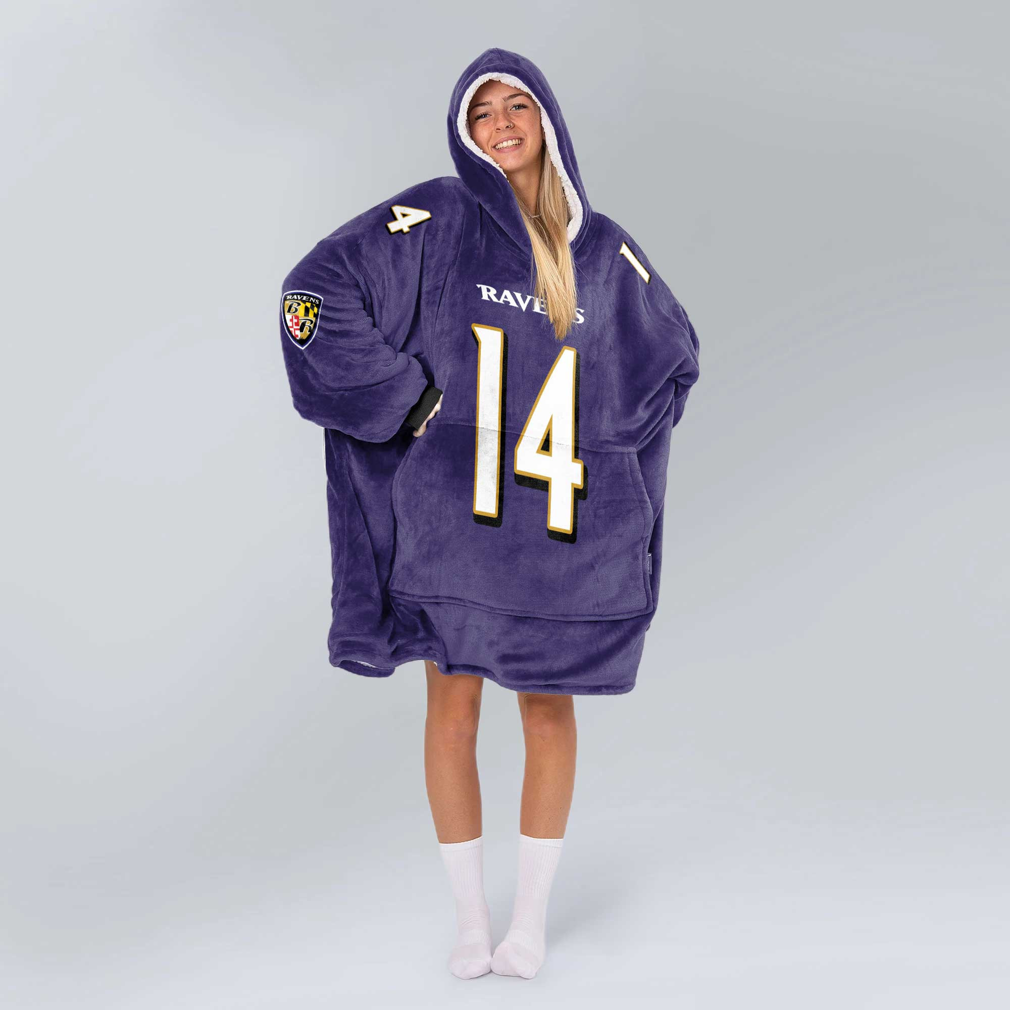Adult 14 Baltimore Football Unisex Blanket Hoodie - Image 4
