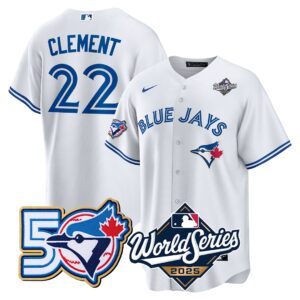 Ernie Clement  #22 Toronto Blue Jays 50th 2025 World Series Limited Jersey Stitched White