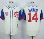 Chicago Cubs #14 Ernie Banks Cream/Blue 1942 Turn Back The Clock Stitched Jersey