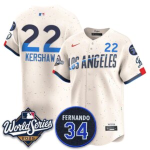 Clayton Kershaw #22 Los Angeles Dodgers 2025 World Series Home Replica Player Jersey - Cream