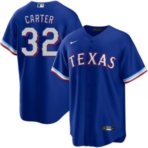Men's #32 Evan Carter Texas Rangers Royal Replica Cool Base Jersey