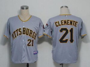 Pittsburgh Pirates #21 Roberto Clemente Grey Cool Base Stitched Jersey