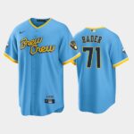 Men's Milwaukee Brewers 2022 City Connect #71 Josh Hader Powder Blue Cool Base Jersey