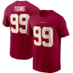 Men's Chase Young Burgundy Washington Football Team Name & Number T-Shirt