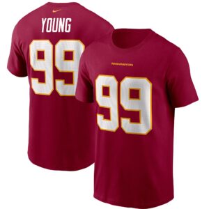 Men's Chase Young Burgundy Washington Football Team Name & Number T-Shirt