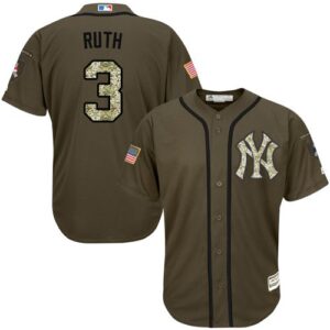 New York Yankees #3 Babe Ruth Green Salute to Service Stitched Jersey