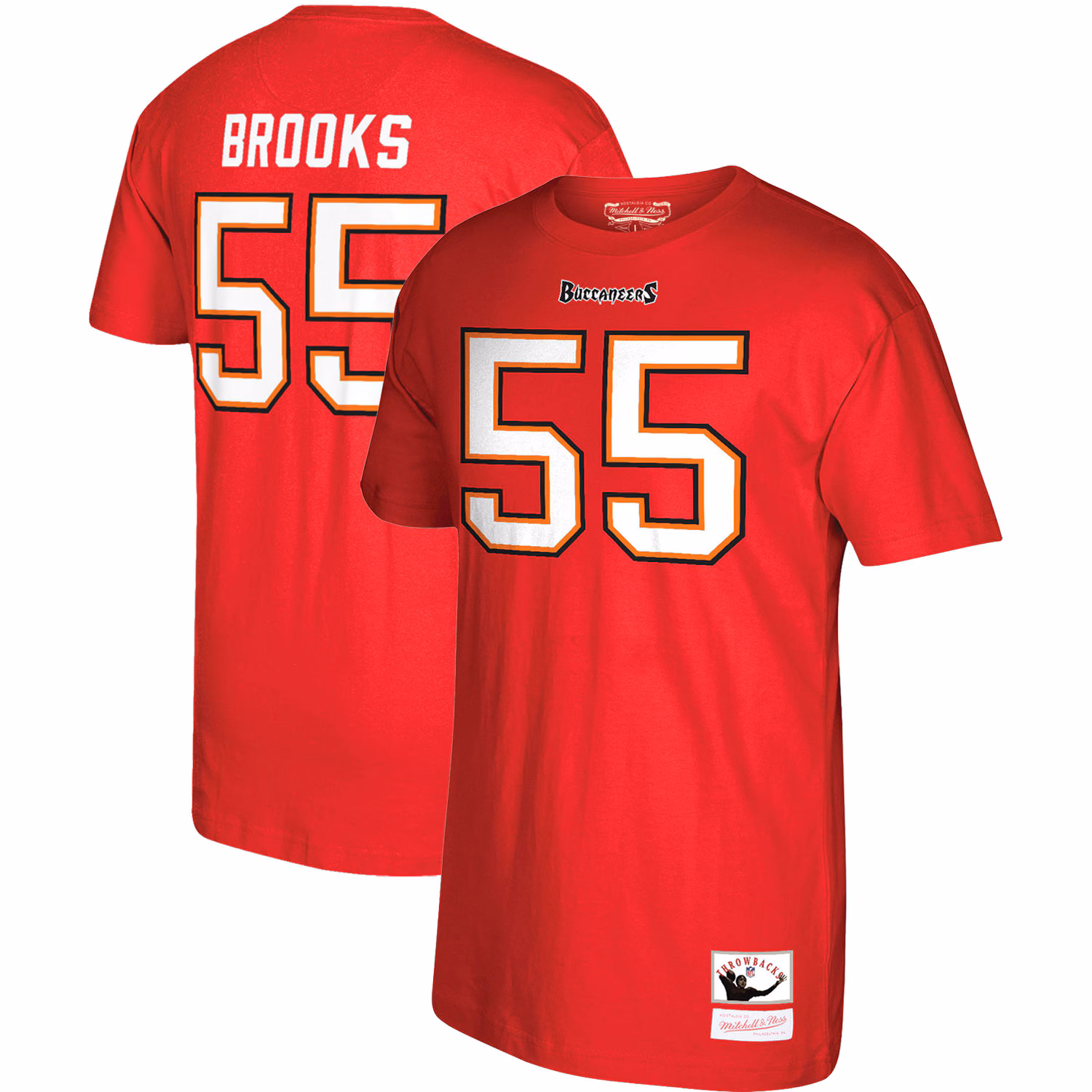 Men's Derrick Brooks Red Tampa Bay Buccaneers Retired Player Name and Number T-Shirt